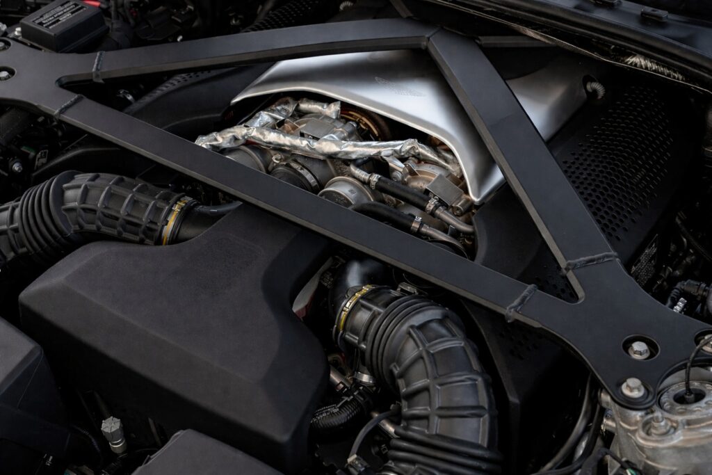 2026 Aston Martin Vantage twin turbo V8 engine close up