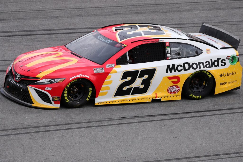 Bubba Wallace number 23 23XI Racing McDonalds NASCAR Cup Series car on track