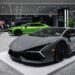 Gray Lamborghini Temerario displayed in front of a green Lamborghini Urus at the 2026 New York Auto Show