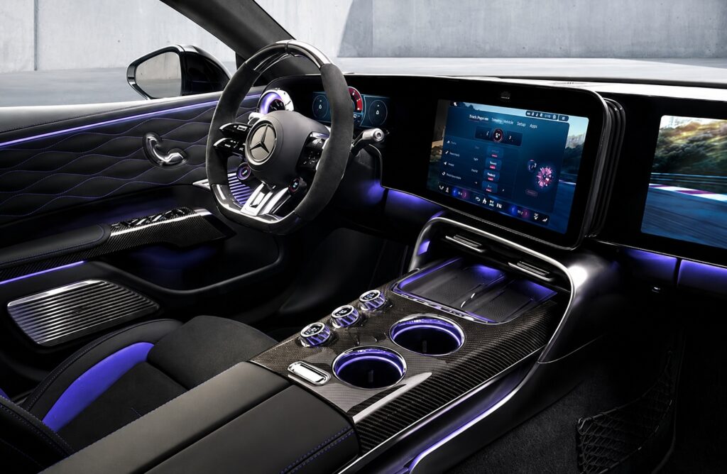 2027 Mercedes-AMG GT 63 luxury interior with MBUX infotainment and ambient lighting