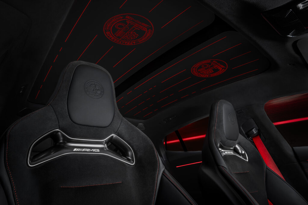 2027 Mercedes-AMG GT 63 performance seats with illuminated panoramic roof