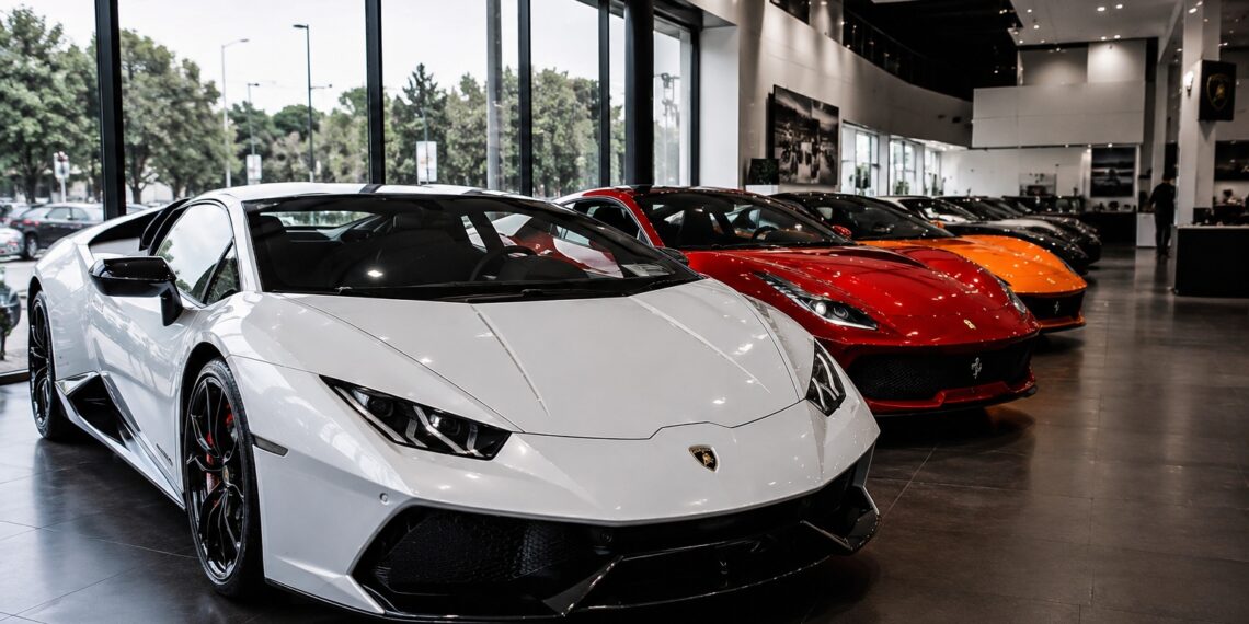 Rise of exotic car prices in 2026 featuring luxury supercars in a premium showroom