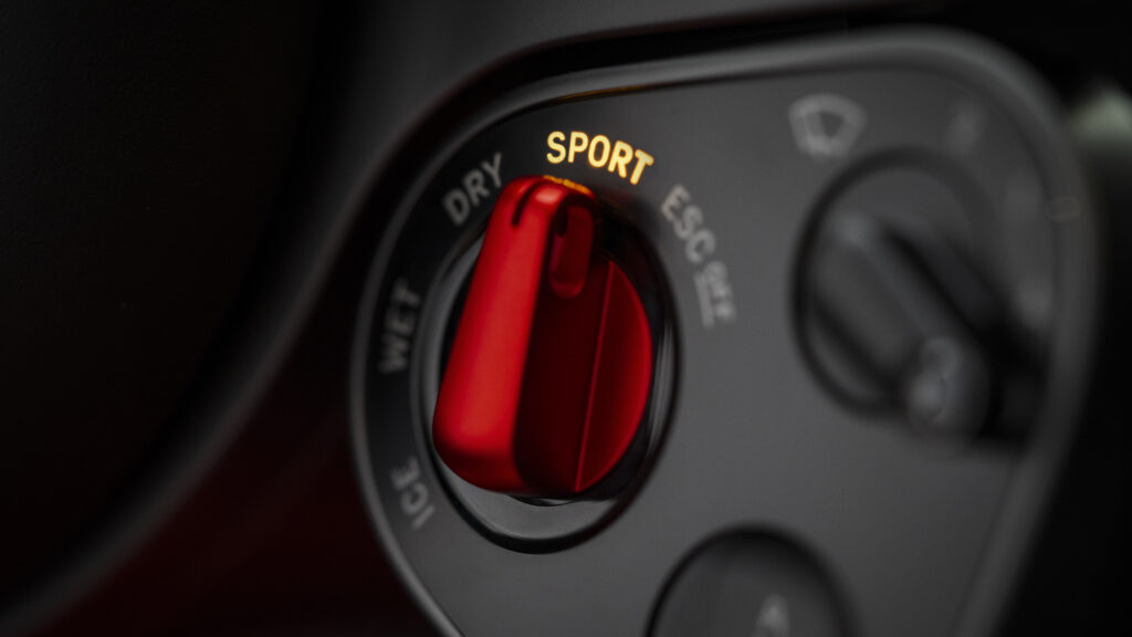 Ferrari Luce EV e-Manettino drive mode selector showing Sport mode