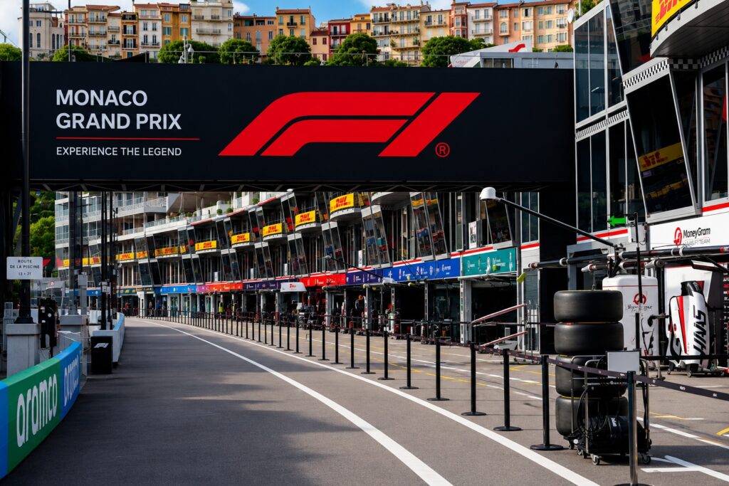 Monaco Grand Prix paddock and hospitality area during Formula 1 race weekend