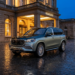 2027 Mercedes-Maybach GLS 680 in two-tone Dark Petrol over Verde Silver with illuminated grille and hood star at dusk