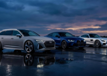 Audi RS6 Avant, BMW M4 and Mercedes-AMG GT parked together — Audi RS vs BMW M vs Mercedes-AMG comparison