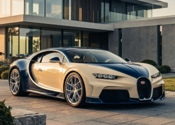 Bugatti Tourbillon parked at golden hour outside a modern villa