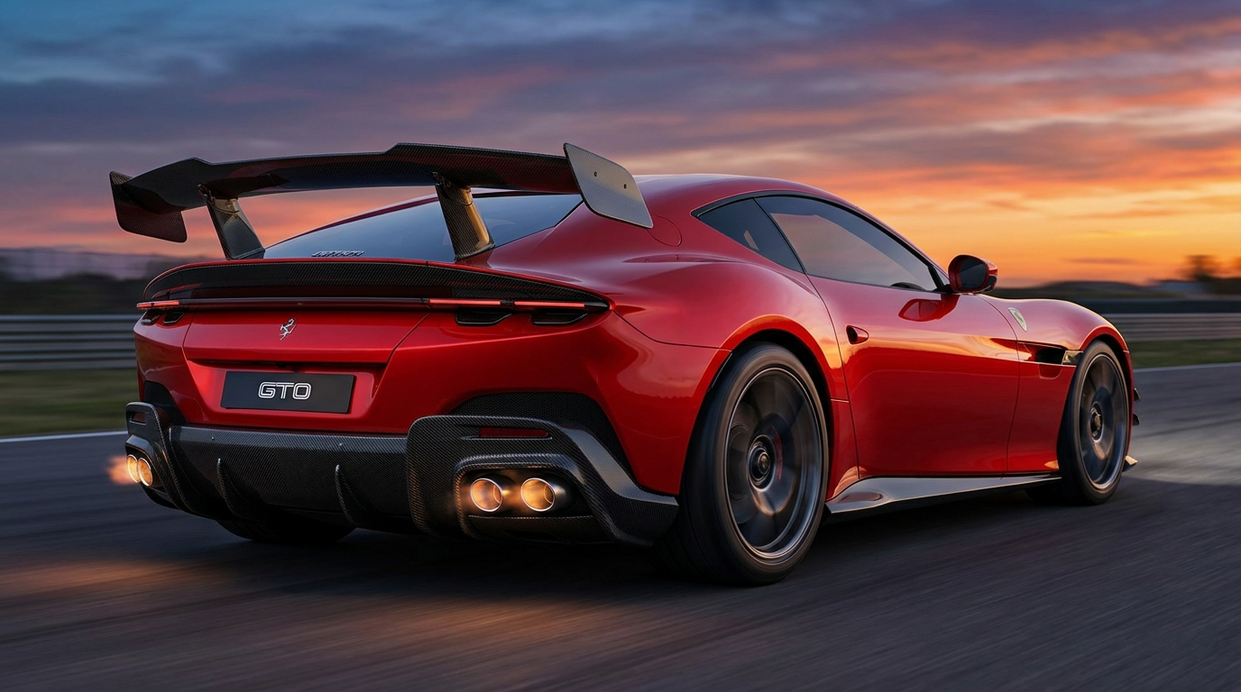 Speculative render showing the rumored Ferrari 12Cilindri GTO rear aero package