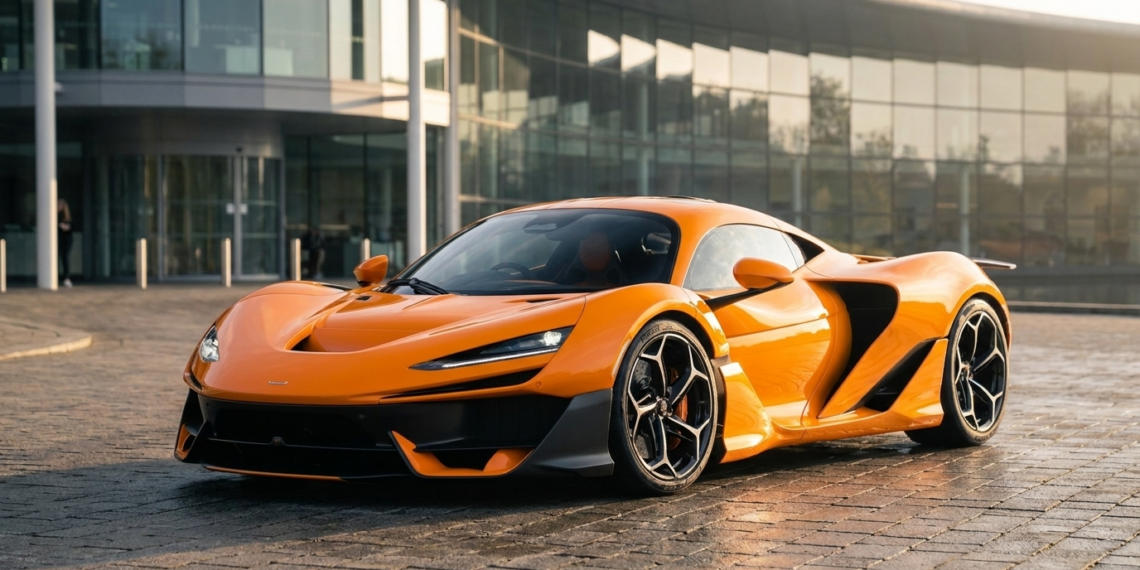 McLaren W1 hypercar in papaya orange outside the McLaren Technology Centre as first customer deliveries begin in summer 2026