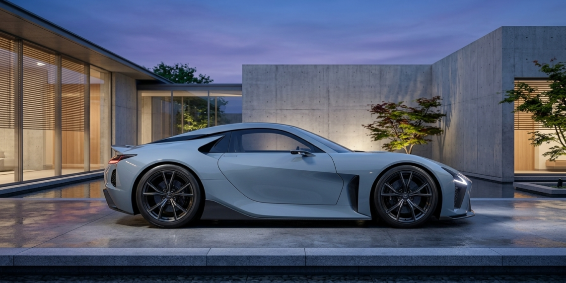 New Lexus LFA side profile showing the 47-inch roofline, illustration based on the official concept