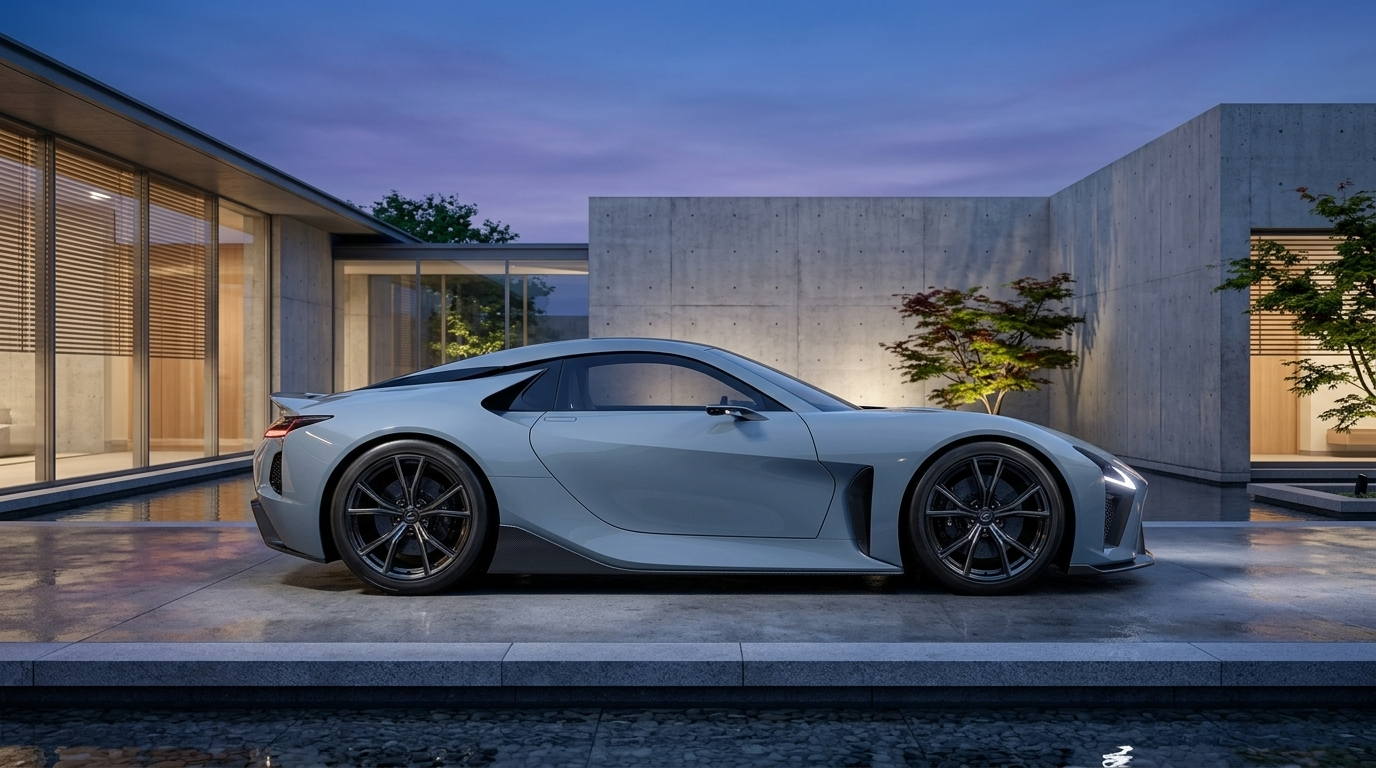 New Lexus LFA side profile showing the 47-inch roofline, illustration based on the official concept
