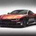 Aston Martin Valen in Satin Andromeda Red, front three-quarter studio view