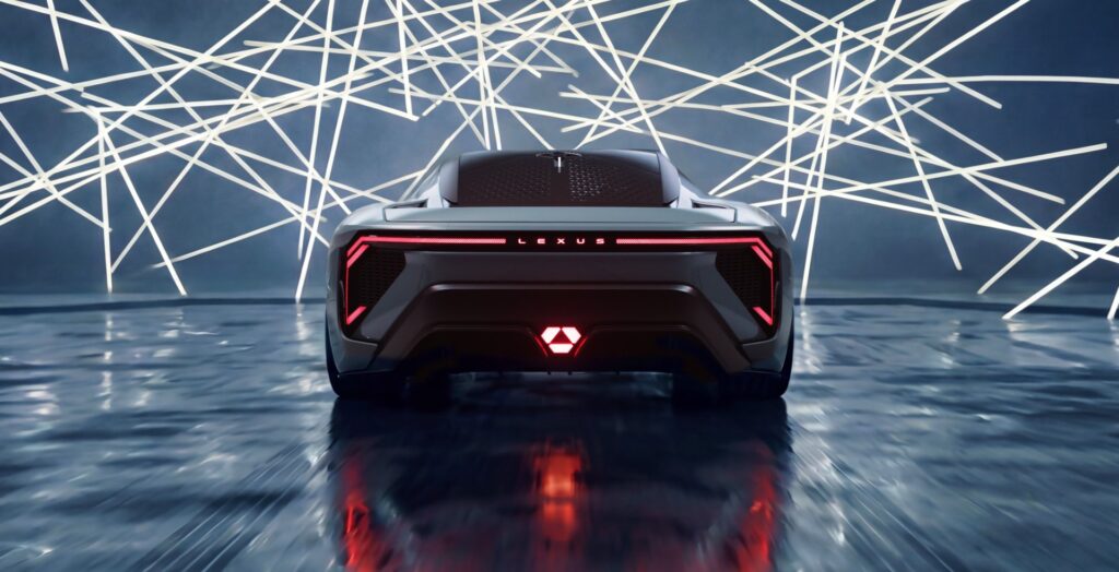 Rear view of the Lexus LFA Concept with full-width red light bar